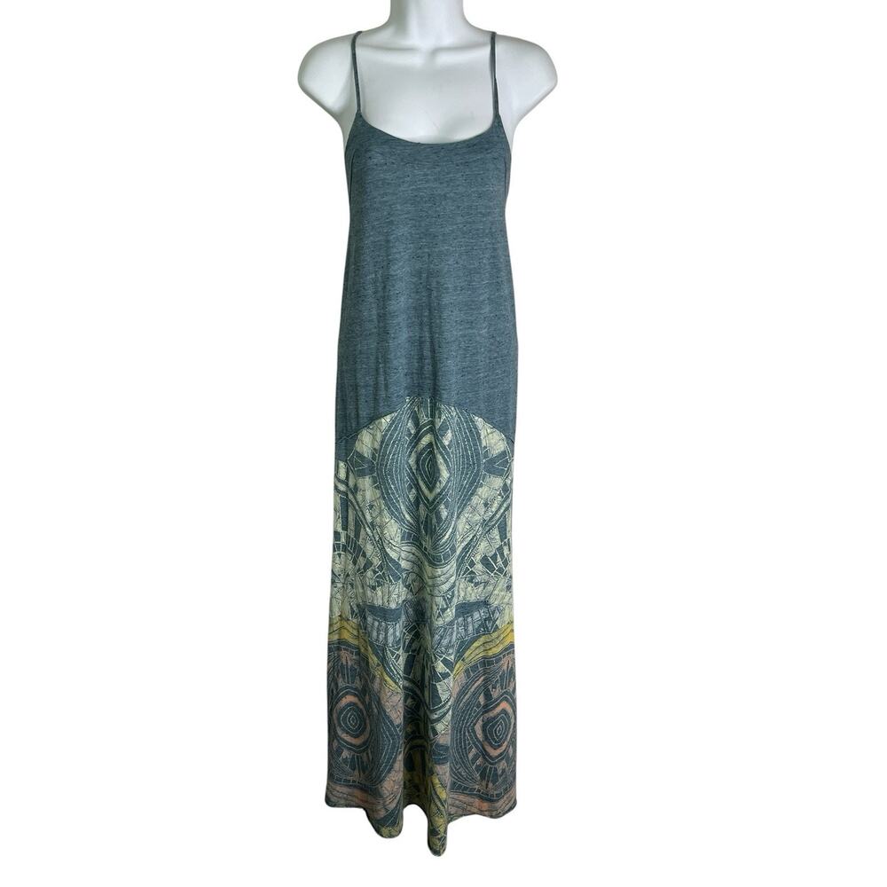 We The Free People Maxi Dress S/P Teal Tribal Print Adjustable Straps Boho - Picture 4 of 14